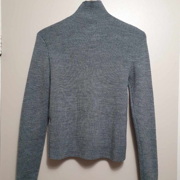 Frank and Oak Ribbed Wool Mockneck Sweater - S - Grey - Picture 2 of 3